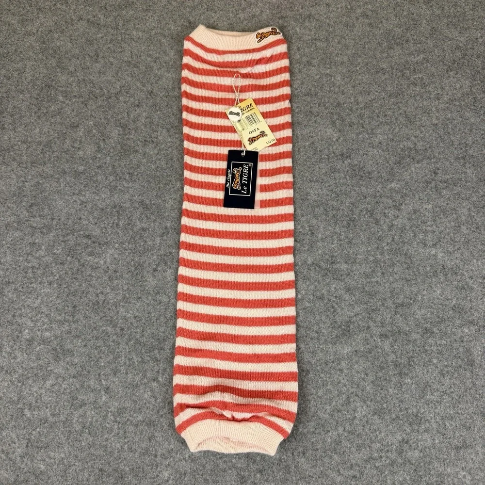 Vtg Le Tigre Single Leg Warmer NWT Red Cream Striped Knit Replacement Accessory